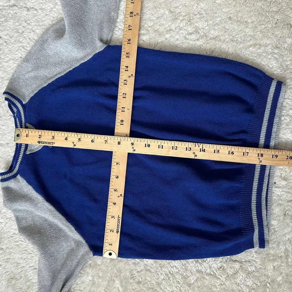 Gymboree Blue Gray Raglan Colorblock Cotton Sweater M 7 8 Boys